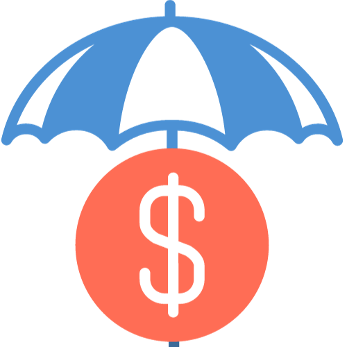 Umbrella over money sign